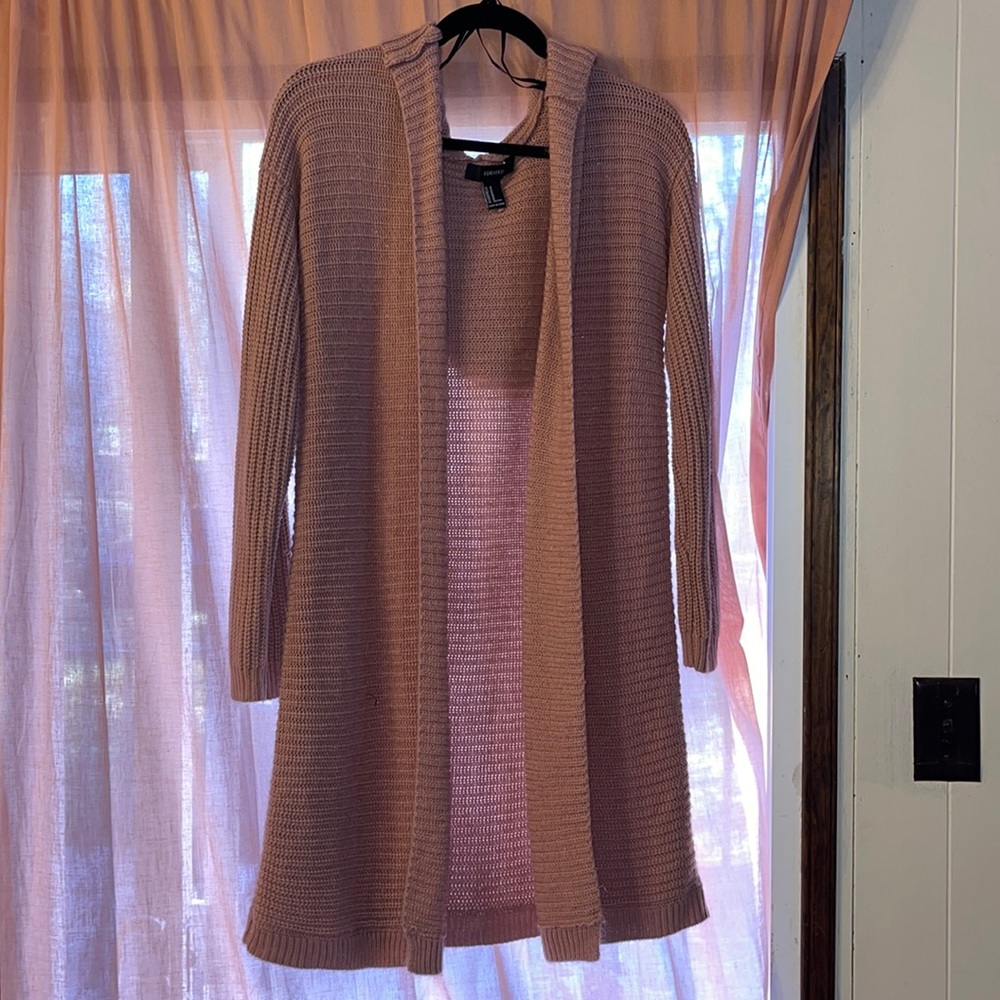 Mauve Hooded Cardigan